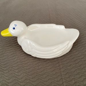 Vintage 80’s Ceramic duck soap dish trinket tray by Rhodes EUC bird Easter 🐣